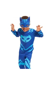 Annee Bakk Unisex Çocuk Pijamaskeliler Kedi Kostümü, Pjmask Catboy Kıyafeti Mavi