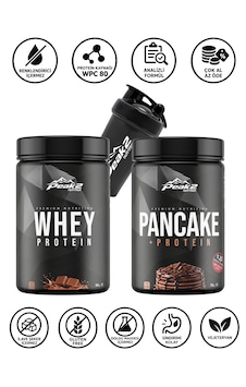 Hacim Paketi 16: Whey Protein 500 Gr Çikolata + Protein Pancake 750 Gr Çikolata + Shaker Hacim Paketi 16: Whey Protein 500 Gr Çikolata + Protein Pancake 750 Gr Çikolata + Shaker