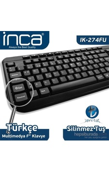 INCA IK-274FU F MM USB SOFT TOUCH SİYAH KABLOLU KLAVYE
