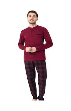 Erdem Erkek Ekoseli Pijama Takımı Dfn1009 Bordo Erdem Erkek Ekoseli Pijama Takımı Dfn1009 Bordo
