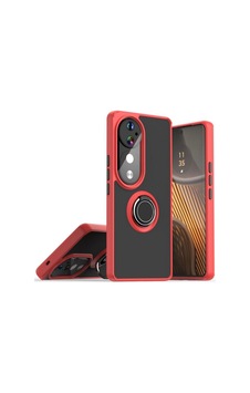 Vivo V40 Pro Uyumlu Kılıf Yüzüklü Standlı Extra Darbe Koruma Sert Silikon Kapak - Kırmızı Kırmızı Vivo V40 Pro Uyumlu Kılıf Yüzüklü Standlı Extra Darbe Koruma Sert Silikon Kapak - Kırmızı Kırmızı