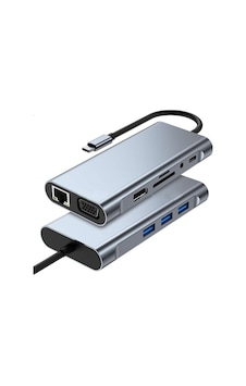 10 İn 1 Type-c To Usb Hub Hdmı 4k ,audio/, Type-c/, 4x Usb 3.0/, Lan/, Vga/, Sd Card Reader Çeviric