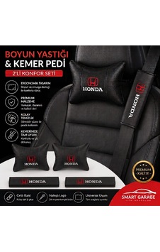 Honda Deri Yastık Ve Kemer Pedi Oto Boyun Yastığı Güvenli Sürüş Deri Konfor