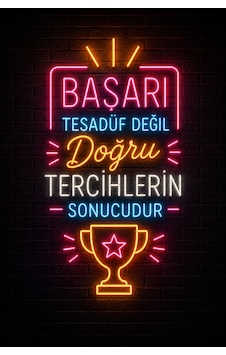 Başarı Tesadüf Değil Motivasyon Sözlü Neon Görünümlü Mdf Duvar Tablosu Başarı Tesadüf Değil Motivasyon Sözlü Neon Görünümlü Mdf Duvar Tablosu