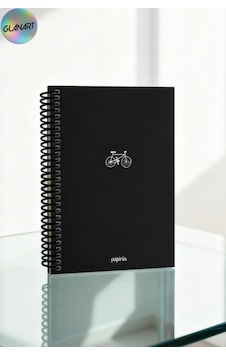 Spiralli 100 Yaprak Çizgisiz Orta Boy Sert Kapak Defter Kraft Kağıt 16x23 Cm Dışı Siyah