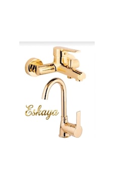Eskaya 2 Li Set Kaliteli Gold Renk Lüx Gövde Banyo Ve Banyo Lavabo Musluğu Bataryası Altın Eskaya 2 Li Set Kaliteli Gold Renk Lüx Gövde Banyo Ve Banyo Lavabo Musluğu Bataryası Altın