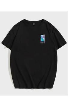 Periliçekeçe Unisex Baskılı Oversize T-shirt - Siyah Periliçekeçe Unisex Baskılı Oversize T-shirt - Siyah