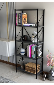 Titan Kitaplık Dekoratif Çok Amaçlı Raf Ofis Salon Raf Kitap Standı 150cmx60cm Gri Titan Kitaplık Dekoratif Çok Amaçlı Raf Ofis Salon Raf Kitap Standı 150cmx60cm Gri