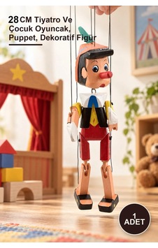 Ahşap Pinokyo Kukla 28 Cm El Yapımı Dekoratif Oyuncak 1 Adet Ahşap Pinokyo Kukla 28 Cm El Yapımı Dekoratif Oyuncak 1 Adet