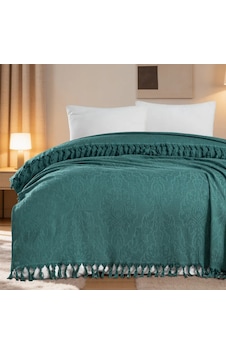 Aryıldız Home 240x260 Cm Bambu Jakarlı Saçaklı Pike - Petrol Çok Renkli Aryıldız Home 240x260 Cm Bambu Jakarlı Saçaklı Pike - Petrol Çok Renkli