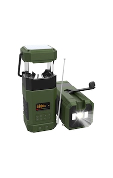 Libovgogo Df-585 Solar Crank Radyo Bluetooth Işıklı Kamp Lambası Powerbank Acil Durum Radyosu Alarm Saatli Radyolar Yeşil