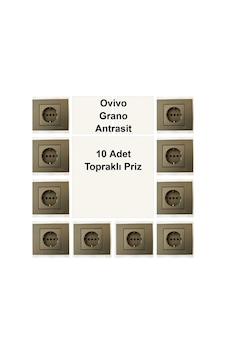 Ovivo Grano Antrasit 10 Adet Topraklı Priz Ovivo Grano Antrasit 10 Adet Topraklı Priz
