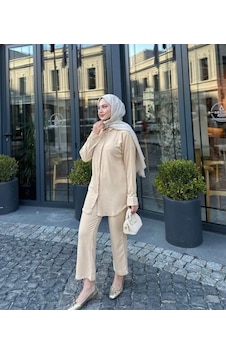 Lovie Moda Kadın İkili Bürümcük Takım Bej Lovie Moda Kadın İkili Bürümcük Takım Bej