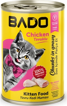 Bado Yavru Kedi Yaş Maması Tavuk Etli 400gr Bado Yavru Kedi Yaş Maması Tavuk Etli 400gr