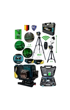 Lieber German Teknoloji 360 2x Akülü Kumandalı 12 Köşe Tripodlu 65 Metre Mesafeli Hizalama Lazer Metre Lieber German Teknoloji 360 2x Akülü Kumandalı 12 Köşe Tripodlu 65 Metre Mesafeli Hizalama Lazer Metre