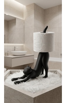 Esneyen Kedi Figürlü Tuvalet Kağıtlığı - Siyah Dekoratif Banyo Rulo Standı Çok Renkli Esneyen Kedi Figürlü Tuvalet Kağıtlığı - Siyah Dekoratif Banyo Rulo Standı Çok Renkli