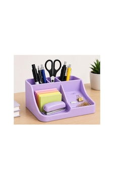 Masa Üstü Kalemlik Organizer 3d Baskı Şık Tasarım Çalışma Masası Organizer 17x13 Cm Mor Mor
