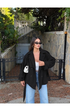 Unika Boutique Kadın Zr Premium Kuşaklı Kısa Kaşe Kaban Çok Renkli
