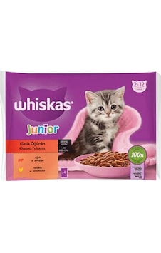 Whiskas Pouch Sos İçinde Sığırlı Tavuklu Yavru Kedi Poşet Yaş Mama 4 x 85 G Whiskas Pouch Sos İçinde Sığırlı Tavuklu Yavru Kedi Poşet Yaş Mama 4 x 85 G