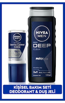 Nivea Men Erkek Roll-on Deodorant Derma Control Clinical 50 ML+Deep Dimension Duş Jeli 500 ML Damat Çeyizi Nivea Men Erkek Roll-on Deodorant Derma Control Clinical 50 ML+Deep Dimension Duş Jeli 500 ML Damat Çeyizi