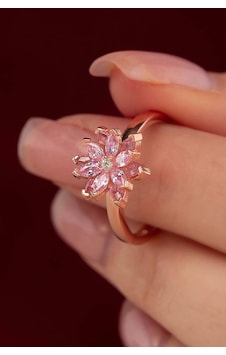 Gümüş Pazarım Pembe Renkli Lotus Çiçeği Gümüş Yüzük Altın - Gümüş Gümüş Pazarım Pembe Renkli Lotus Çiçeği Gümüş Yüzük Altın - Gümüş