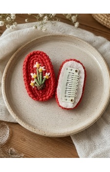Diadem Aksesuar Diadem El Örgüsü Az Saçlı Bebek Tokası Kırmızı Diadem Aksesuar Diadem El Örgüsü Az Saçlı Bebek Tokası Kırmızı