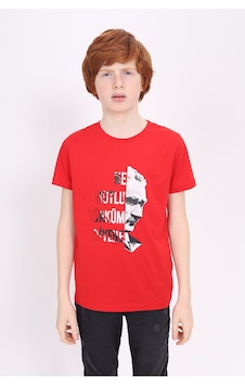 Toontoy Unisex Çocuk Atatürk Baskılı Tişört Kırmızı Toontoy Unisex Çocuk Atatürk Baskılı Tişört Kırmızı