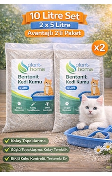 Bentonit Kedi Kumu 2 Li Set 10 Litre 2 5 L Parfümsüz, Kolay Temizlik
