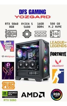 Dfs Gaming Yozgard R5-5600 16 GB 512 GB SSD RTX5060 Dos Masaüstü Oyuncu Bilgisayar Dfs Gaming Yozgard R5-5600 16 GB 512 GB SSD RTX5060 Dos Masaüstü Oyuncu Bilgisayar