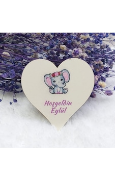 Fil Baskılı Kız Bebek Magnetleri Uv Baskı Kalp Ahşap(30 Adet) Fil Baskılı Kız Bebek Magnetleri Uv Baskı Kalp Ahşap(30 Adet)