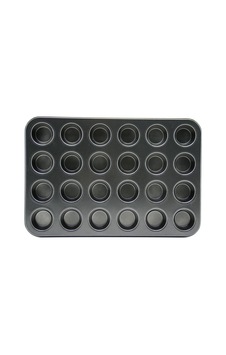 24 Gözlü Metal - Siyah Düz Muffin - Kek Kalıp Bx40