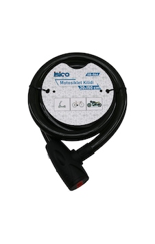 Anahtarlı Aç-kapa Kilit Kapaklı Motor - Bisiklet Kilit Çelik Tel Siyah Şeffaf Kılıf 20mmx150cm Mat Siyah