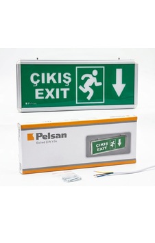 Fazör - Pelsan Çift Yön Çıkış Yönlendirme Armatürü Işıklı Acil Durum Kitli Bataryalı