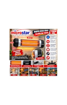 Sun 1500w Banyo Duvar Sobası Suya Ve Neme Dayanıklı 50 Cm Elektrikli Infrared Isıtıcı Siyah - 939564510