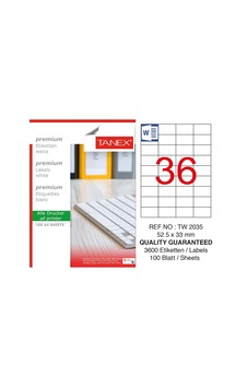 Tanex Tw-2035 Laser Etiket 52.5 X 33 MM Tanex Tw-2035 Laser Etiket 52.5 X 33 MM