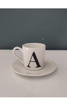 Decorıum Kum A Harfli Kahve Fincanı Beyaz Decorıum Kum A Harfli Kahve Fincanı Beyaz