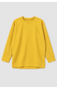 Markapia Kadın Oversize Taş Detaylı Geniş Kalıp Sweatshirt Sarı Markapia Kadın Oversize Taş Detaylı Geniş Kalıp Sweatshirt Sarı