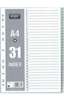Kraf Dosya Ayracı Seperatör 1-31 Rakam A4 Kraf Dosya Ayracı Seperatör 1-31 Rakam A4