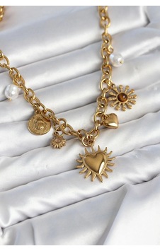 Gold Renk Charmlı Kolye 45 Cm Paslanmaz Çelik Çok Renkli Gold Renk Charmlı Kolye 45 Cm Paslanmaz Çelik Çok Renkli