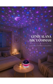 Yıldızlı Gökyüzü Projektörü Pembe Renkli Döner Çocuk Odası Gece Lambası Çok Renkli 86043550 Yıldızlı Gökyüzü Projektörü Pembe Renkli Döner Çocuk Odası Gece Lambası Çok Renkli 86043550