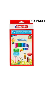 Bigpoint Mum Boya Silinebilir 12 Renk X 3 Paket Çok Renkli