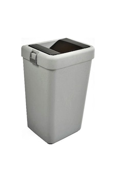 Motek 40 Litre Hassas Kapaklı Tek Gözlü Çöp Kovası Gri