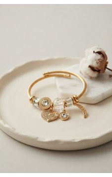 Kalp Model Gold Renk Beyaz Charmlı Bileklik Açık Mavi Kalp Model Gold Renk Beyaz Charmlı Bileklik Açık Mavi
