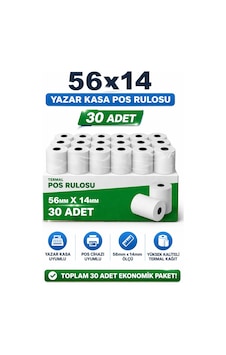 Termal Pos Yazar Kasa Rulosu - Pos Kağıdı - Beyaz - 56 Mm X 14 Metre - 10 Adetlik 3 Paket Termal Pos Yazar Kasa Rulosu - Pos Kağıdı - Beyaz - 56 Mm X 14 Metre - 10 Adetlik 3 Paket