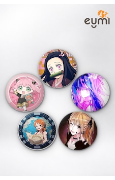 Anime İkonik Kız Karakterler & Waifu İğneli Buton Rozet 5li Set Çok Renkli Anime İkonik Kız Karakterler & Waifu İğneli Buton Rozet 5li Set Çok Renkli
