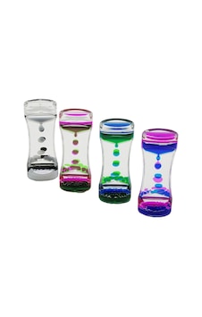 Çift Renk Su Çift Katlı Dar Şişe Model Sulu Kum Saati Mika Akrilik Plastik 13.7 X 5.2 X 3.3cm