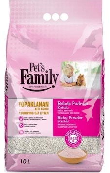 Pets Family Bebek Pudralı İnce Taneli Kedi Kumu 10 Lt