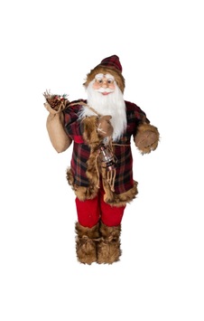 Noel Baba Dekor Kırmızı-siyah Ekose Kumaşlı 90 Cm Noel Baba Dekor Kırmızı-siyah Ekose Kumaşlı 90 Cm