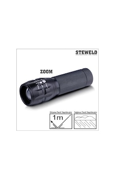 Steweld 622B Alüminyum Telsekopik Zoomlu Led El Feneri Siyah Steweld 622B Alüminyum Telsekopik Zoomlu Led El Feneri Siyah