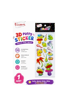Ticon 3d Puffy Sticker Kabartmalı Renkli Çıkartma Karışık Desenli 1 Adet Diğer